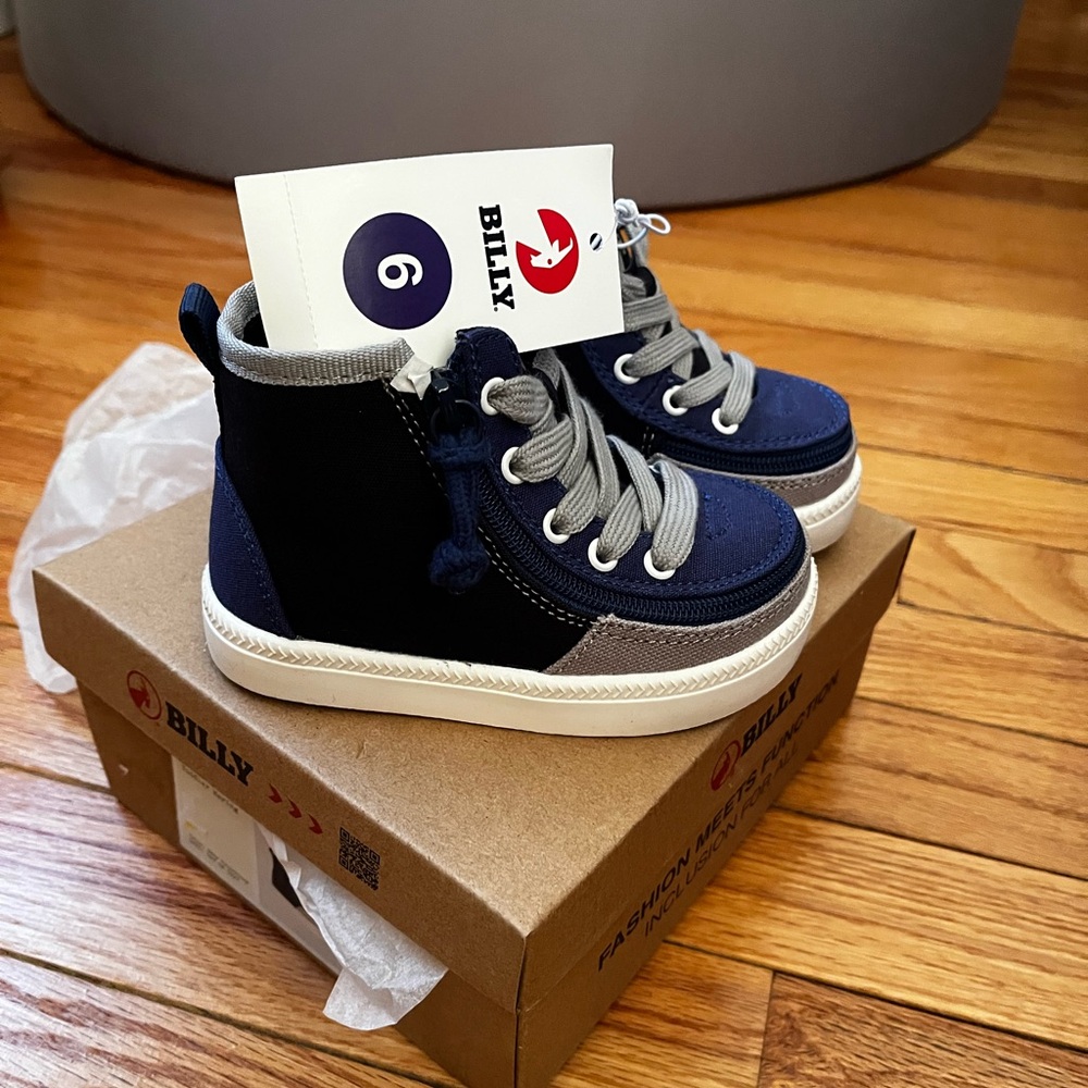 Billy Kids High-Top Sneakers - Navy and Gray